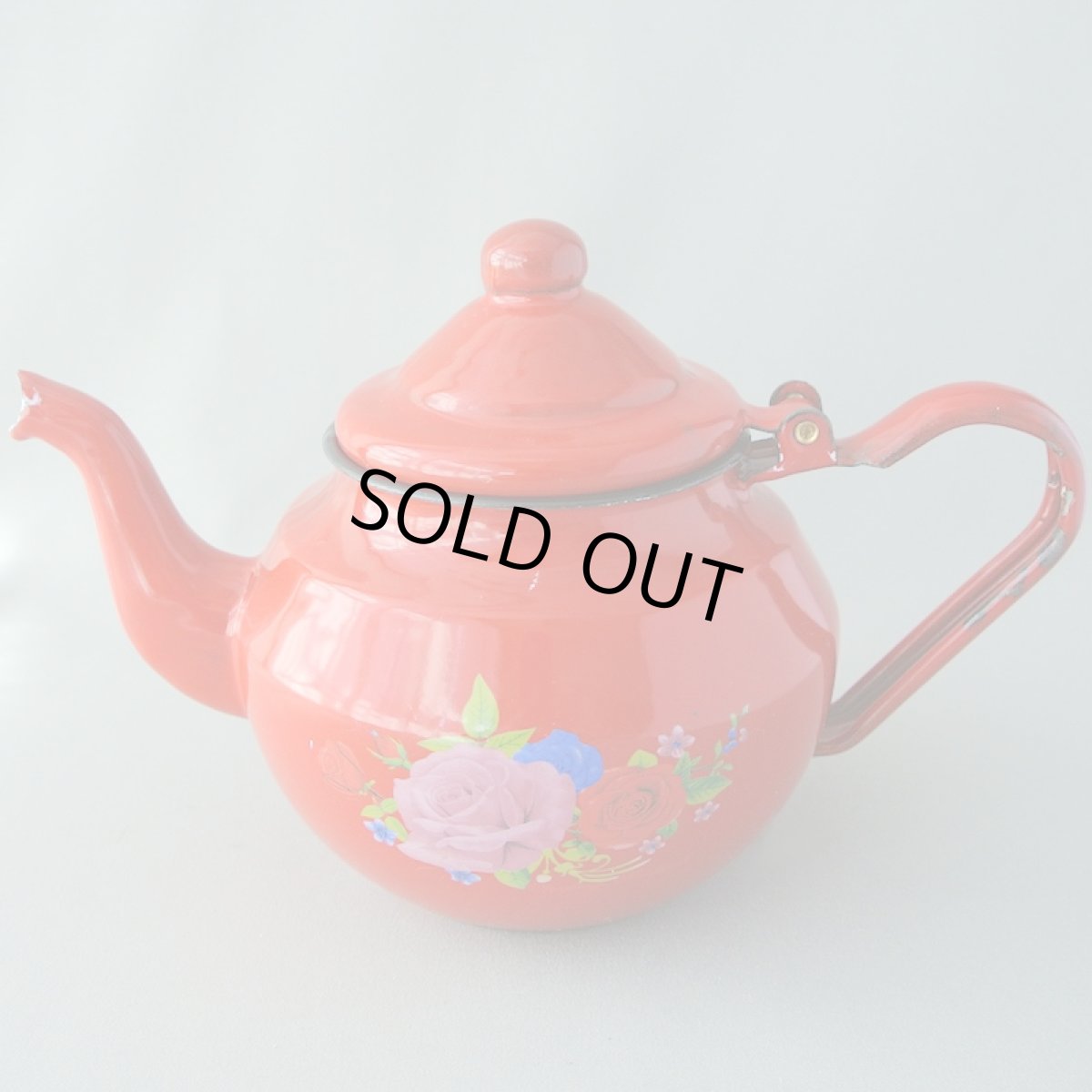 画像1: モロッコホーローティーポット（昭和レトロ風：赤）｜Mサイズ　600ml (1)