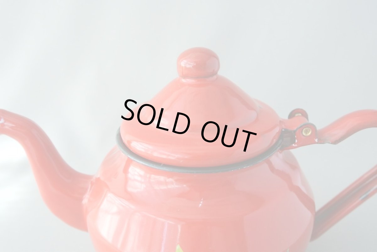 画像2: モロッコホーローティーポット（昭和レトロ風：赤）｜Mサイズ　600ml (2)