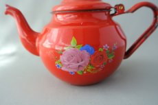 画像3: モロッコホーローティーポット（昭和レトロ風：赤）｜Mサイズ　600ml (3)