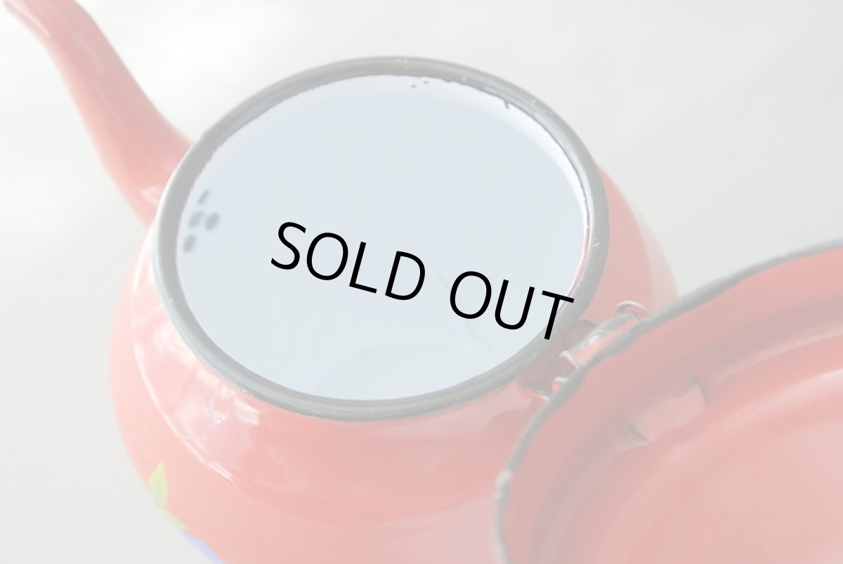 画像6: モロッコホーローティーポット（昭和レトロ風：赤）｜Mサイズ　600ml (6)