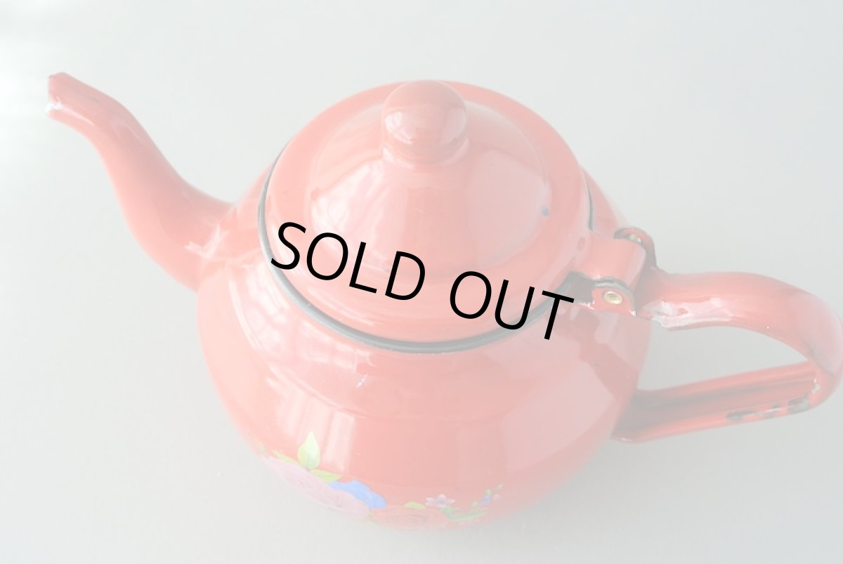 画像4: モロッコホーローティーポット（昭和レトロ風：赤）｜Mサイズ　600ml (4)