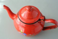 画像4: モロッコホーローティーポット（昭和レトロ風：赤）｜Mサイズ　600ml (4)