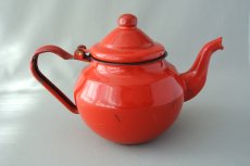 画像8: モロッコホーローティーポット（昭和レトロ風：赤）｜Mサイズ　600ml (8)