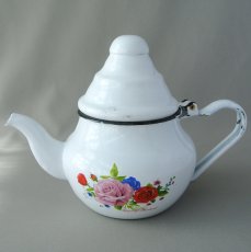 画像1: モロッコホーローティーポット（昭和レトロ風：白）｜Mサイズ　500ml (1)