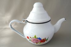 画像8: モロッコホーローティーポット（昭和レトロ風：白）｜Mサイズ　500ml (8)