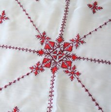 画像1: フェズ刺繍クロス（赤） (1)