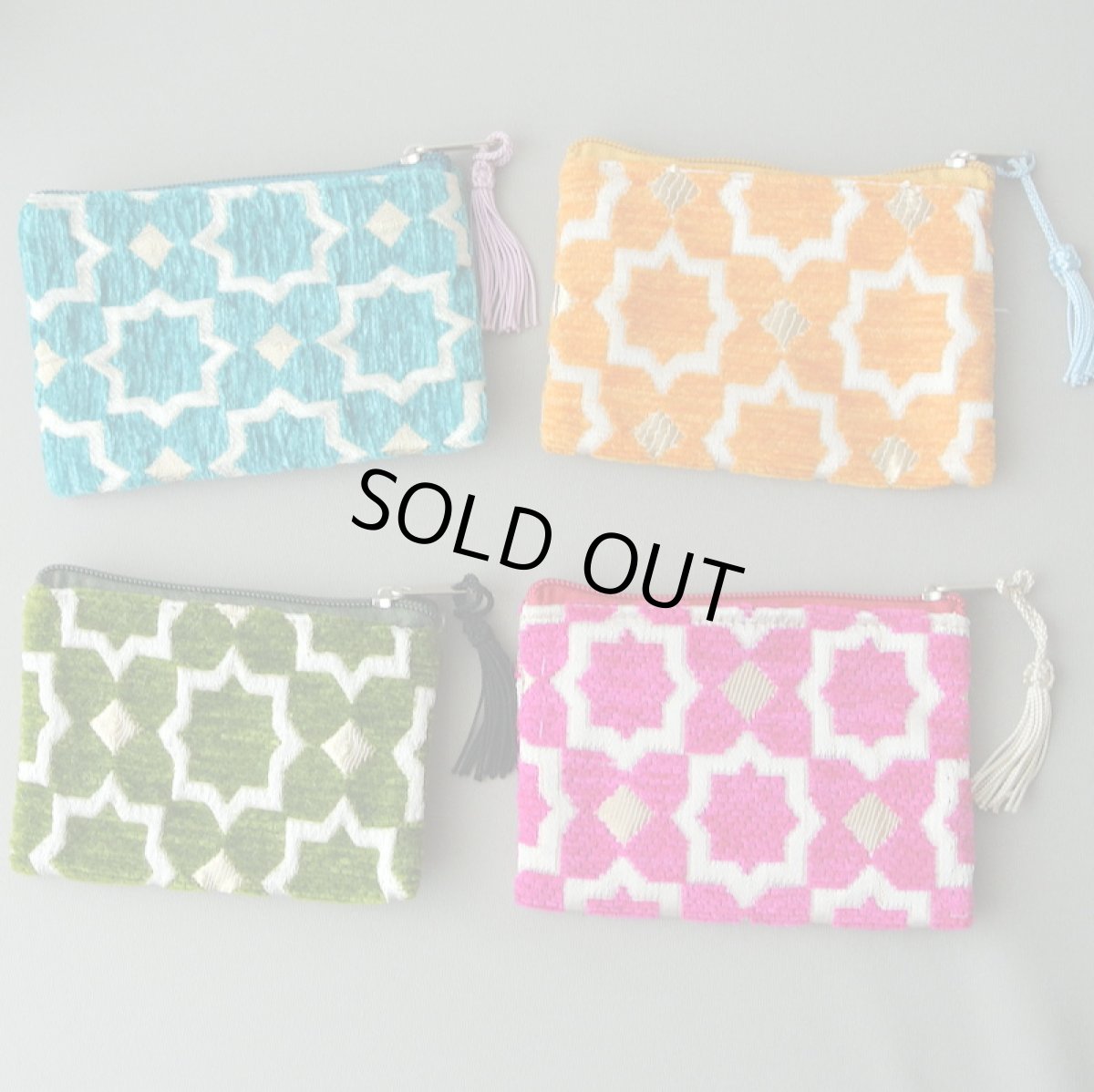 画像1: モロッコ布ポーチ｜ミニサイズ 【メール便可】　 (1)