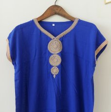 画像1: モロッコ民族衣装（キッズサイズ / ロイヤルブルー）カフタン ジュラバ チュニック【メール便選択可】 (1)