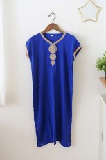 画像2: モロッコ民族衣装（キッズサイズ / ロイヤルブルー）カフタン ジュラバ チュニック【メール便選択可】 (2)