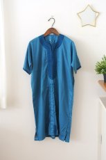 画像2: モロッコ民族衣装（キッズサイズ / ブルーグリーン）カフタン ジュラバ チュニック【メール便選択可】 (2)