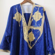 画像1: モロッコ民族衣装（メンズサイズ / ブルー）カフタン ジュラバ サハラ ベルベル (1)