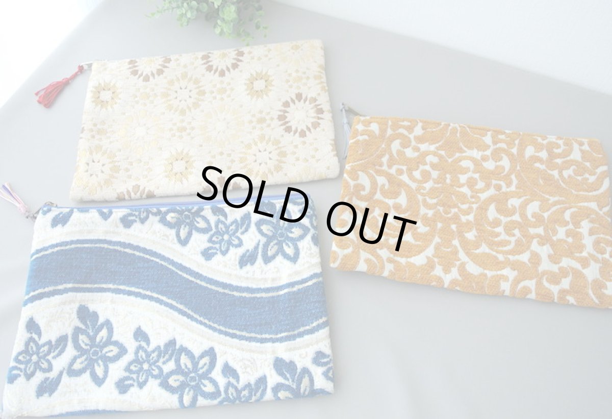 画像2: モロッコ布ポーチ｜Lサイズ 【メール便可】　 (2)