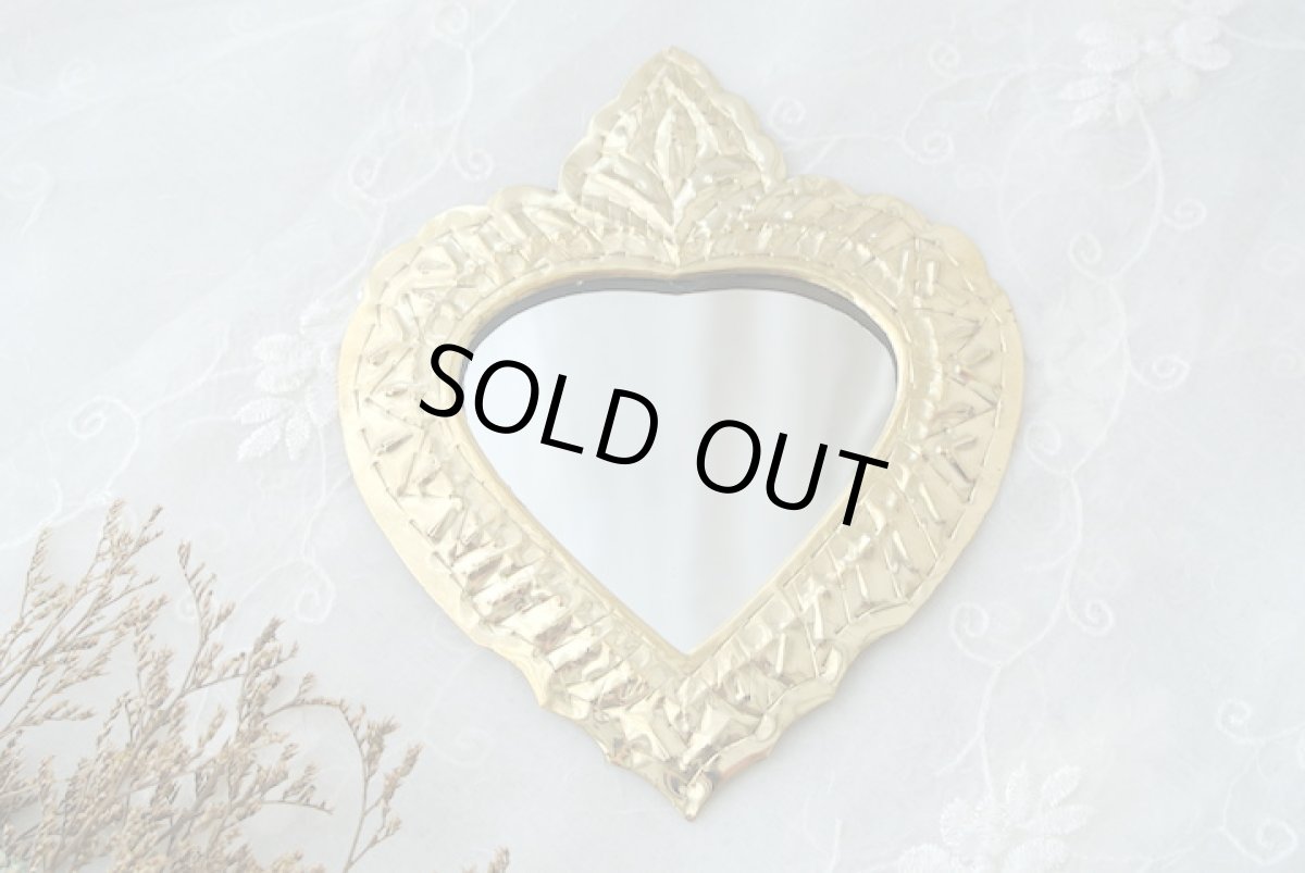 画像2: モロッコウォールミラー｜ハートB・小ぶりなサイズ（真鍮製） (2)