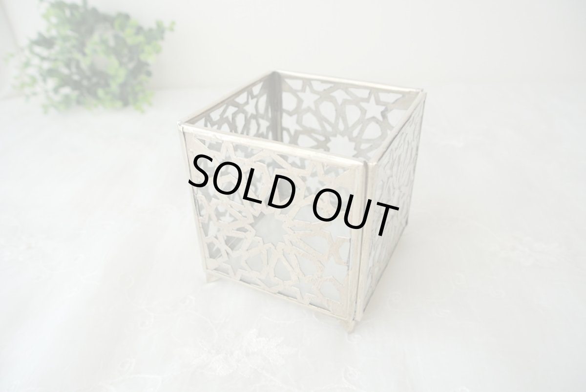 画像8: モロッコキャンドルホルダー｜ゼリージュ・シルバー（合金製） (8)