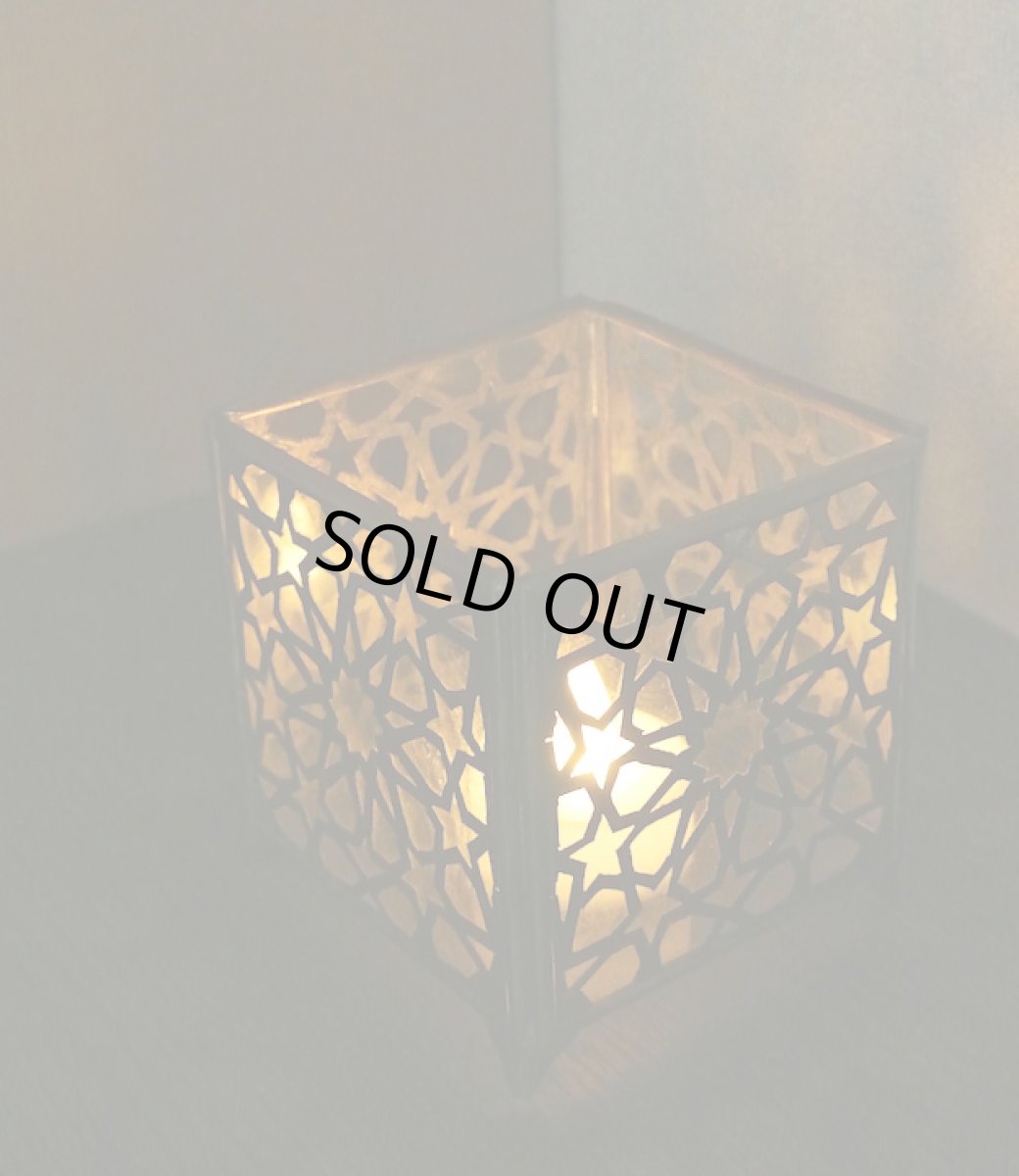 画像2: モロッコキャンドルホルダー｜ゼリージュ・ゴールド（真鍮製） (2)