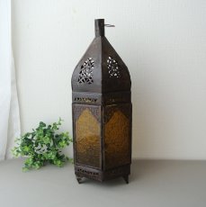 画像1: モロッコキャンドルランタン｜大きいサイズ・イエロー (1)