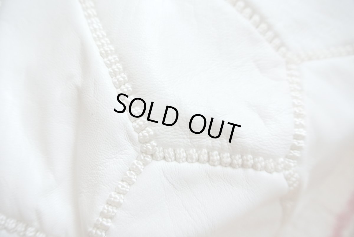 画像4: モロッコ革製オットマン｜プフ（ホワイト） (4)