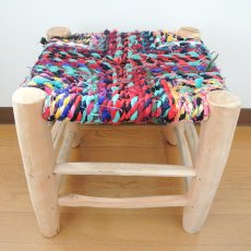 画像1: オレンジの木の椅子｜Mサイズ（カラフル座面） スツール (1)