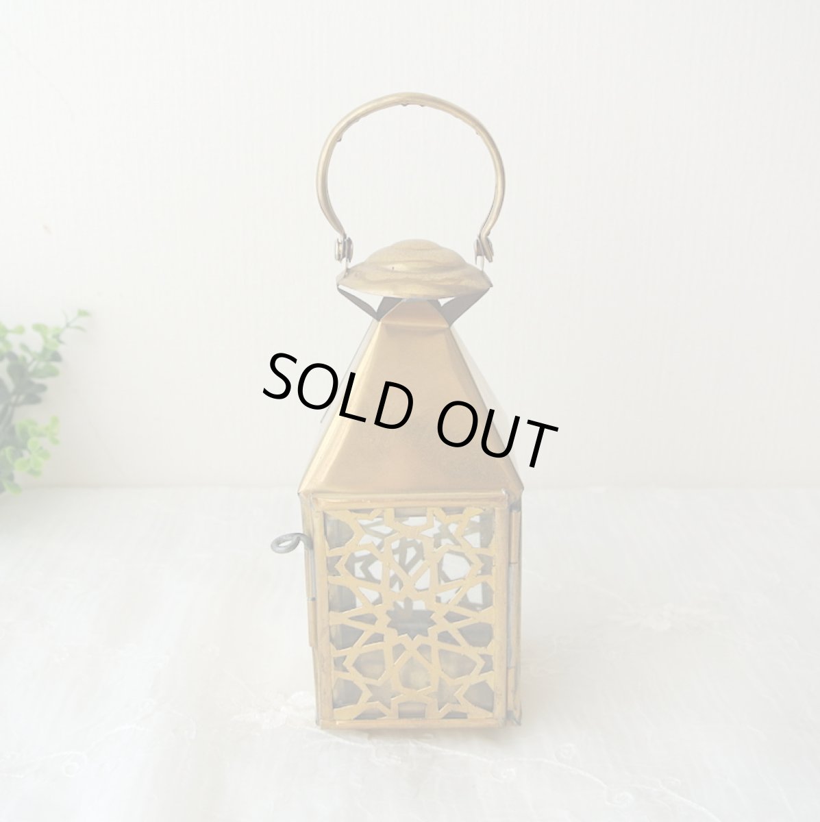 画像1: モロッコキャンドルランタン|ゼリージュ・ゴールド(真鍮製) (1)