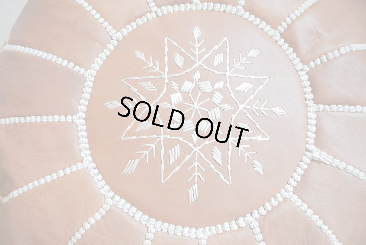 画像3: モロッコ革製オットマン｜プフ（ライトブラウン） (3)