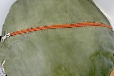 画像7: モロッコ革製オットマン｜プフ（カーキ） (7)