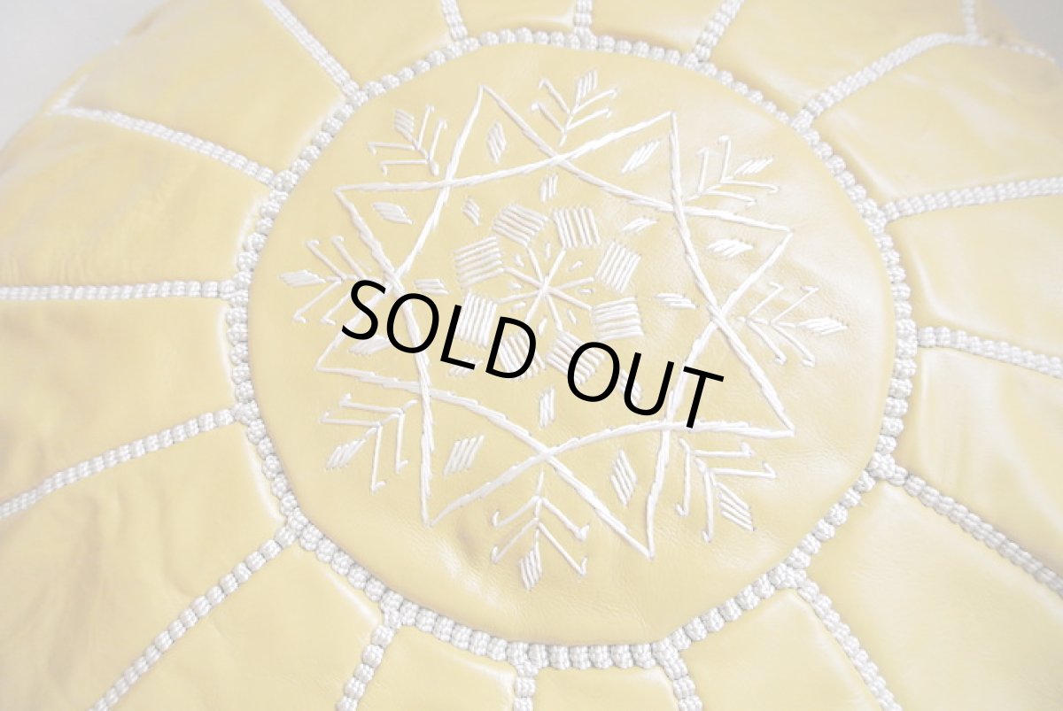 画像3: モロッコ革製オットマン｜プフ（マスタードイエロー） (3)