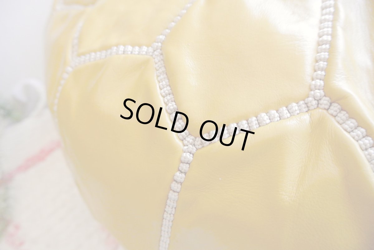 画像5: モロッコ革製オットマン｜プフ（マスタードイエロー） (5)