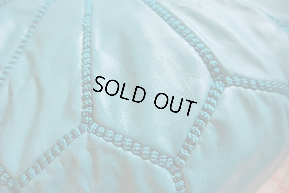 画像5: モロッコ革製オットマン｜プフ（ターコイズブルー） (5)