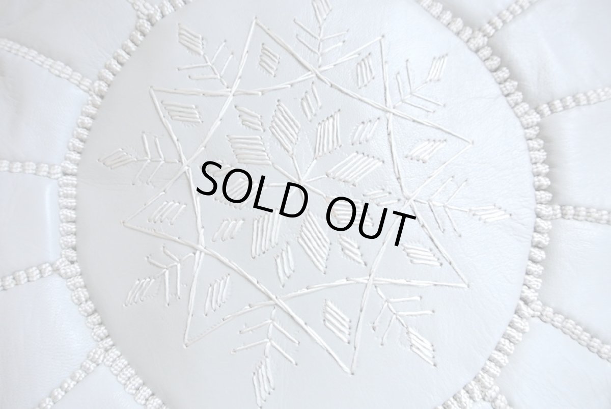 画像3: モロッコ革製オットマン｜プフ（グレー） (3)