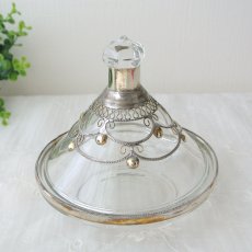 画像1: ガラスのタジン小物入れ｜メタル装飾付きA (1)