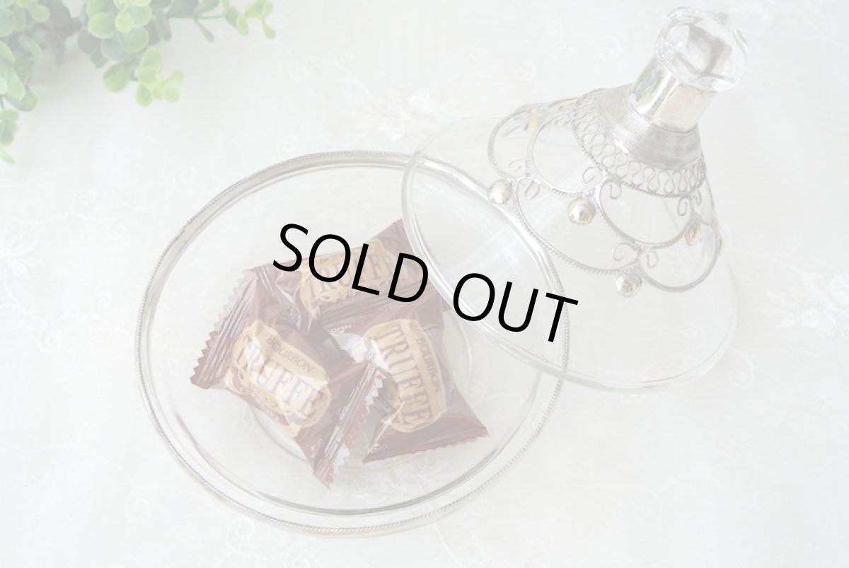 画像2: ガラスのタジン小物入れ|メタル装飾付きA (2)