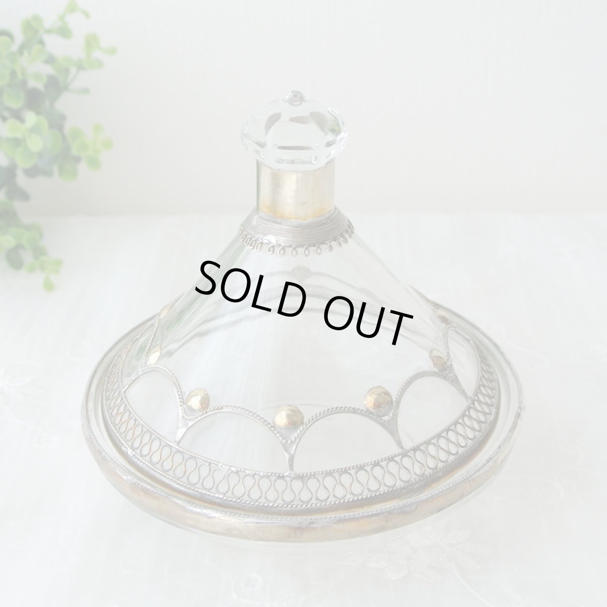 画像1: ガラスのタジン小物入れ｜メタル装飾付きB  (1)