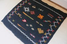 画像3: モロッコラグ ｜アフニフ SS（ブラックA / 約55×52cm）美品　玄関マット　一点もの (3)