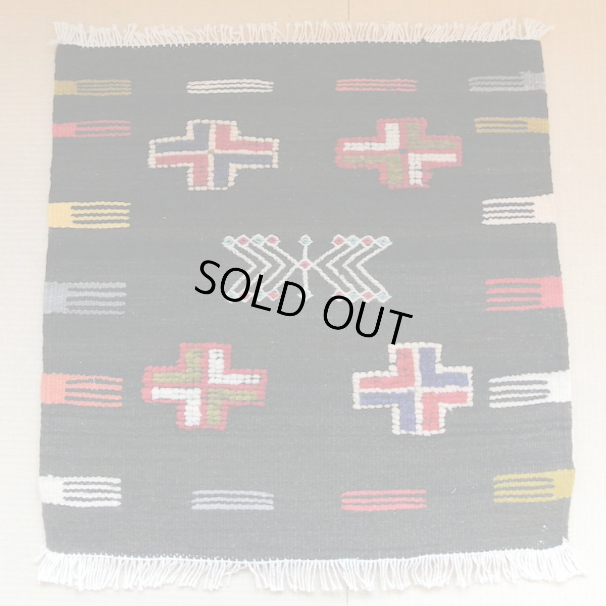 画像1: モロッコラグ ｜アフニフ SS（ブラックB / 約52×54cm）美品　玄関マット　一点もの (1)