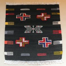 画像1: モロッコラグ ｜アフニフ SS（ブラックB / 約52×54cm）美品　玄関マット　一点もの (1)