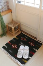 画像2: モロッコラグ ｜アフニフ SS（ブラックB / 約52×54cm）美品　玄関マット　一点もの (2)