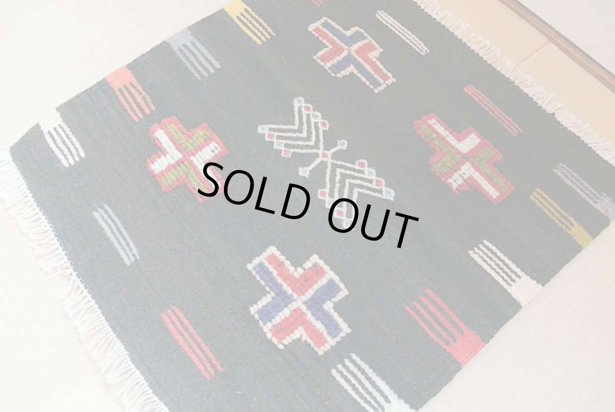 画像3: モロッコラグ ｜アフニフ SS（ブラックB / 約52×54cm）美品　玄関マット　一点もの (3)