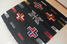 画像3: モロッコラグ ｜アフニフ SS（ブラックB / 約52×54cm）美品　玄関マット　一点もの (3)