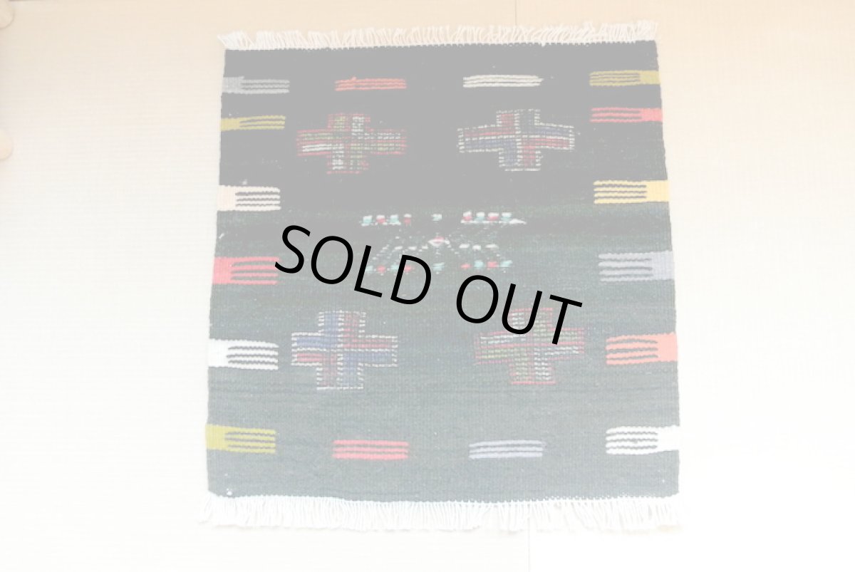 画像7: モロッコラグ ｜アフニフ SS（ブラックB / 約52×54cm）美品　玄関マット　一点もの (7)