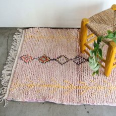 画像1: 【SALE】モロッコラグ｜ボシャルウィット・ピンクダイヤC（約96×73cm） 一点もの　送料無料　良品 (1)