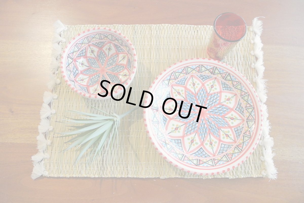 画像2: 陶製丸皿｜赤（チュニジアSLAMA製） (2)