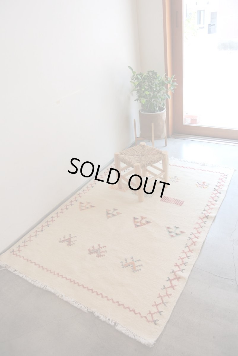 画像2: モロッコラグ ｜アフニフ M（オフホワイト / 約150×102cm）エリアラグ　送料無料　美品 (2)