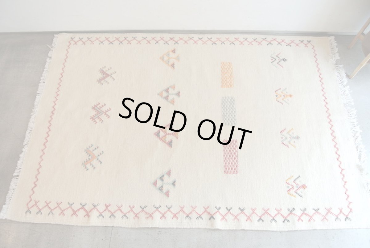 画像3: モロッコラグ ｜アフニフ M（オフホワイト / 約150×102cm）エリアラグ　送料無料　美品 (3)