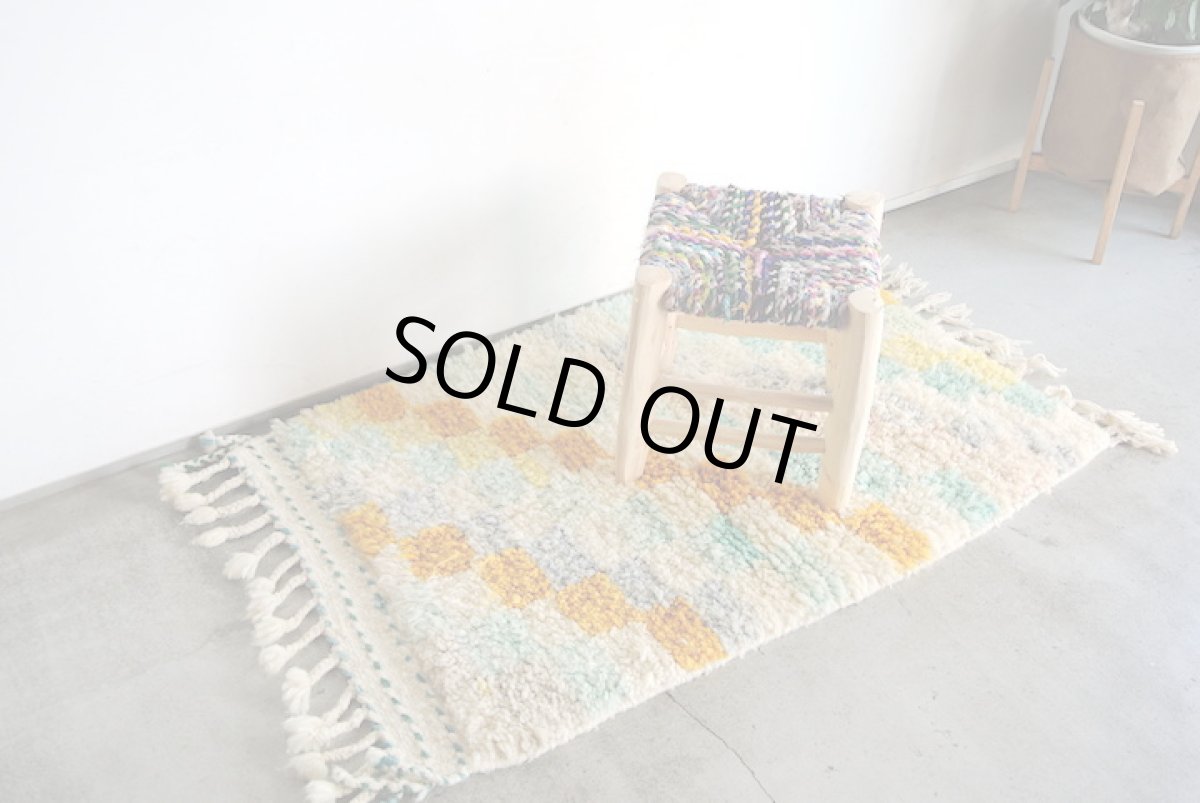 画像2: モロッコラグ｜ビンテージアジラル・オフホワイト＆パステル（1970年代 / 約105×68cm）送料無料　美品 (2)