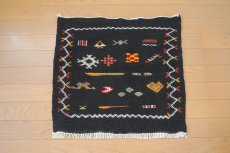 画像4: モロッコラグ ｜アフニフ SS（ブラックA / 約55×52cm）美品　玄関マット　一点もの (4)