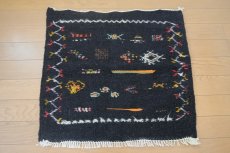 画像12: モロッコラグ ｜アフニフ SS（ブラックA / 約55×52cm）美品　玄関マット　一点もの (12)