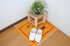 画像3: モロッコラグ ｜アフニフ SS（イエロー / 約51×50cm）美品　玄関マット　一点もの (3)