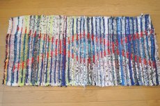 画像13: モロッコラグ｜ボシャルウィット・ブルー×レッド（約106×49cm） 玄関マット　一点もの　送料無料　美品 (13)