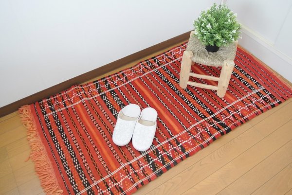 モロッコラグ｜ゼンモール・赤 (約128×69cm） 送料無料 美品