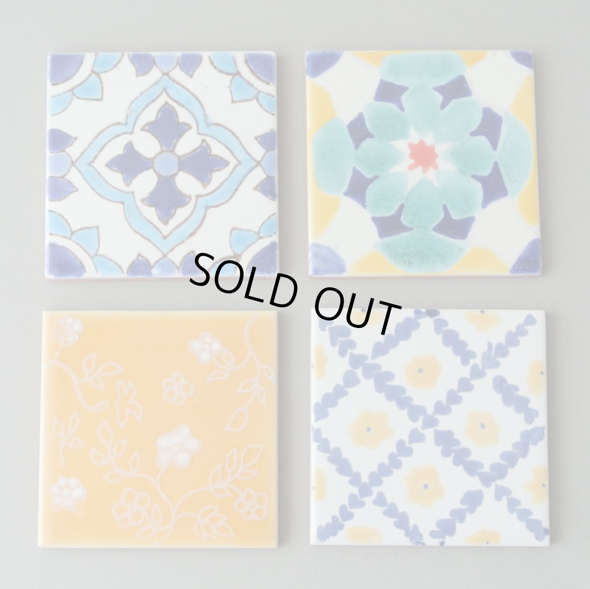 画像1: カラフルタイル｜小ぶりなサイズ（チュニジア製）　コースター (1)